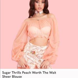 SOLD off the shoulder sheer long sleeve crop
Sugar thrillz top Long puffy sleeve